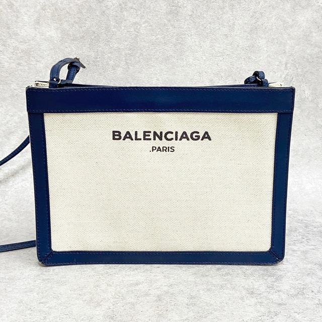 BALENCIAGA バレンシアガ ネイビーポシェット キャンバス レザー ネイビー ショルダーバッグ 3269