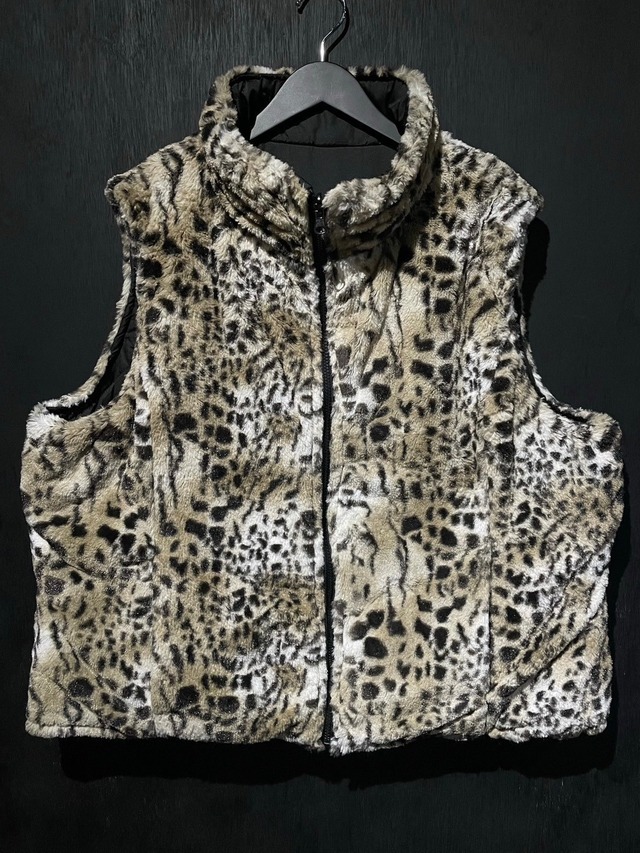 【WEAPON VINTAGE】"Reversible" Leopard × Nylon Vintage Faux Fur Vest