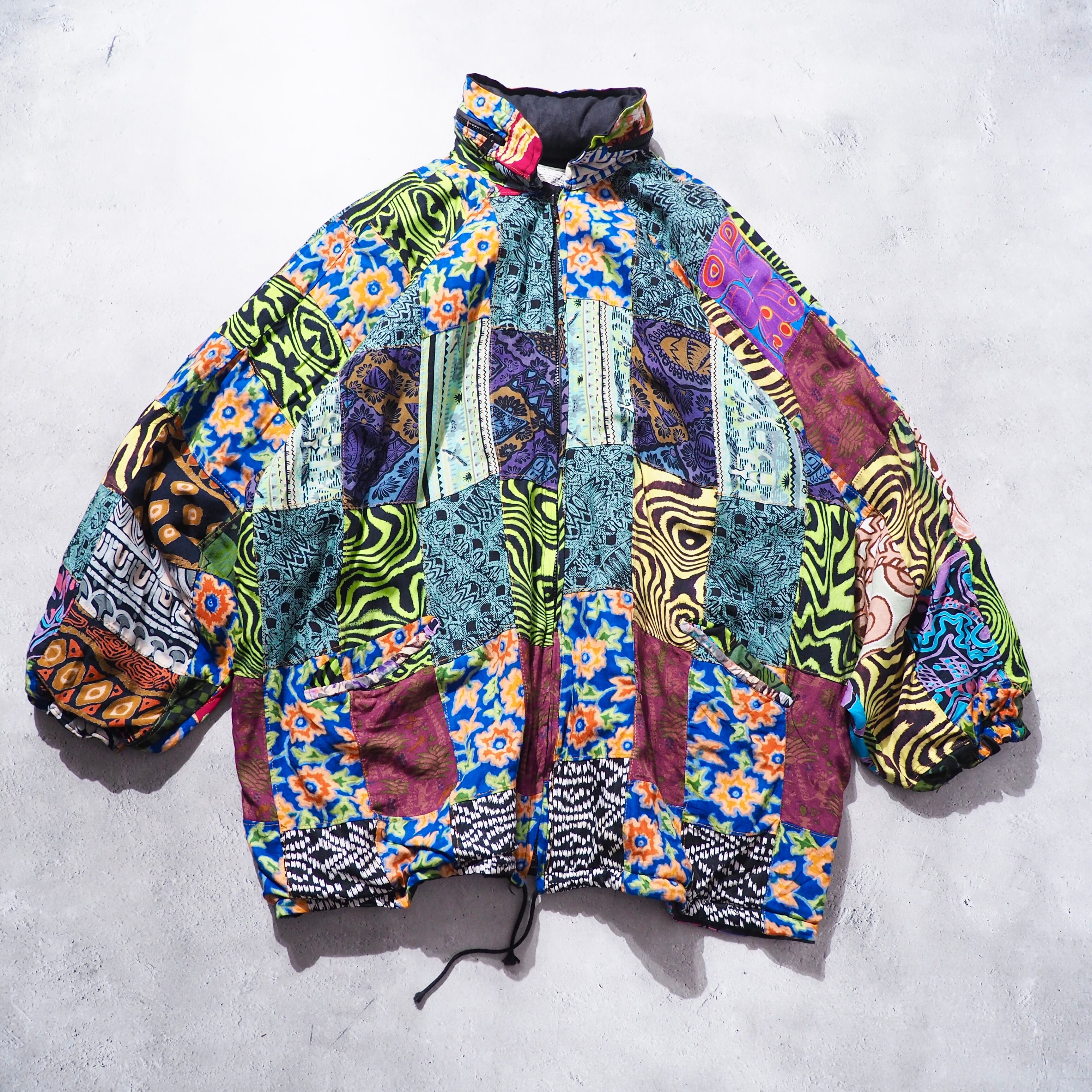 psychedelic × ethnic patchwork panel switching Design vintage loose silhouette jacket