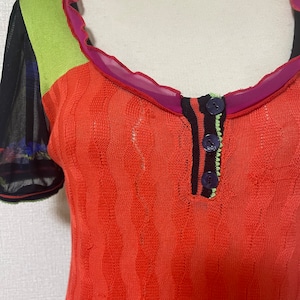 イタリア製 Tricot Chic マルチカラー デザイントップス