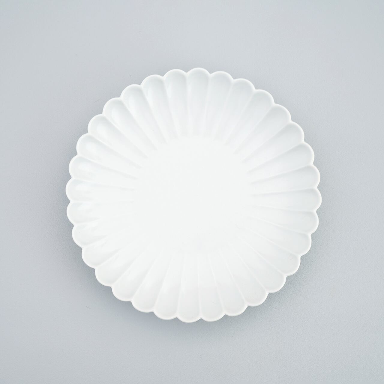 白マット菊彫り 7寸皿 (21cm) | plato 田中陶器店 │ 有田焼・伊万里焼