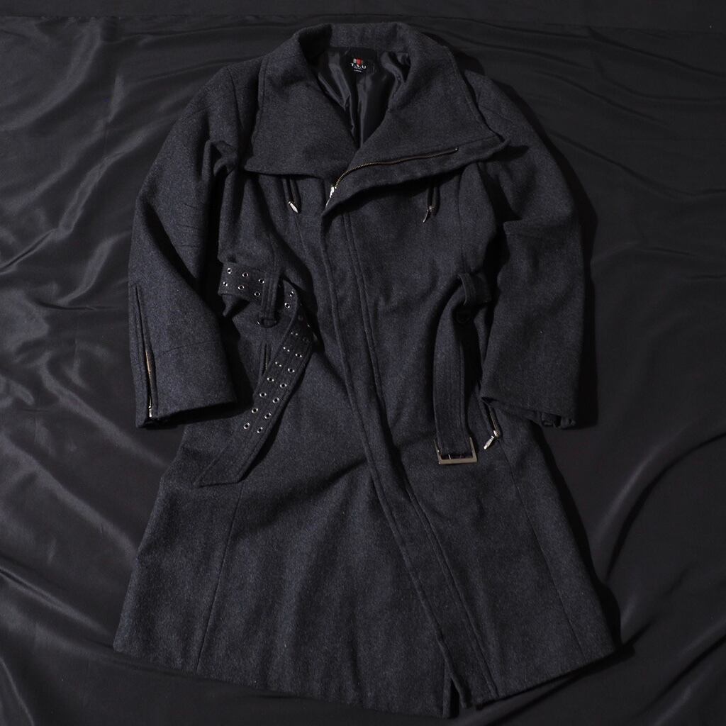 2000s Deformation mode silhouette neck wool long coat