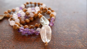 Japamala : Crystal Quartz &  Green Fluorite