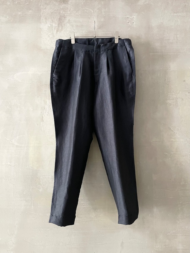 T/f F2 luster linen back reverse pleated pants - deep sea