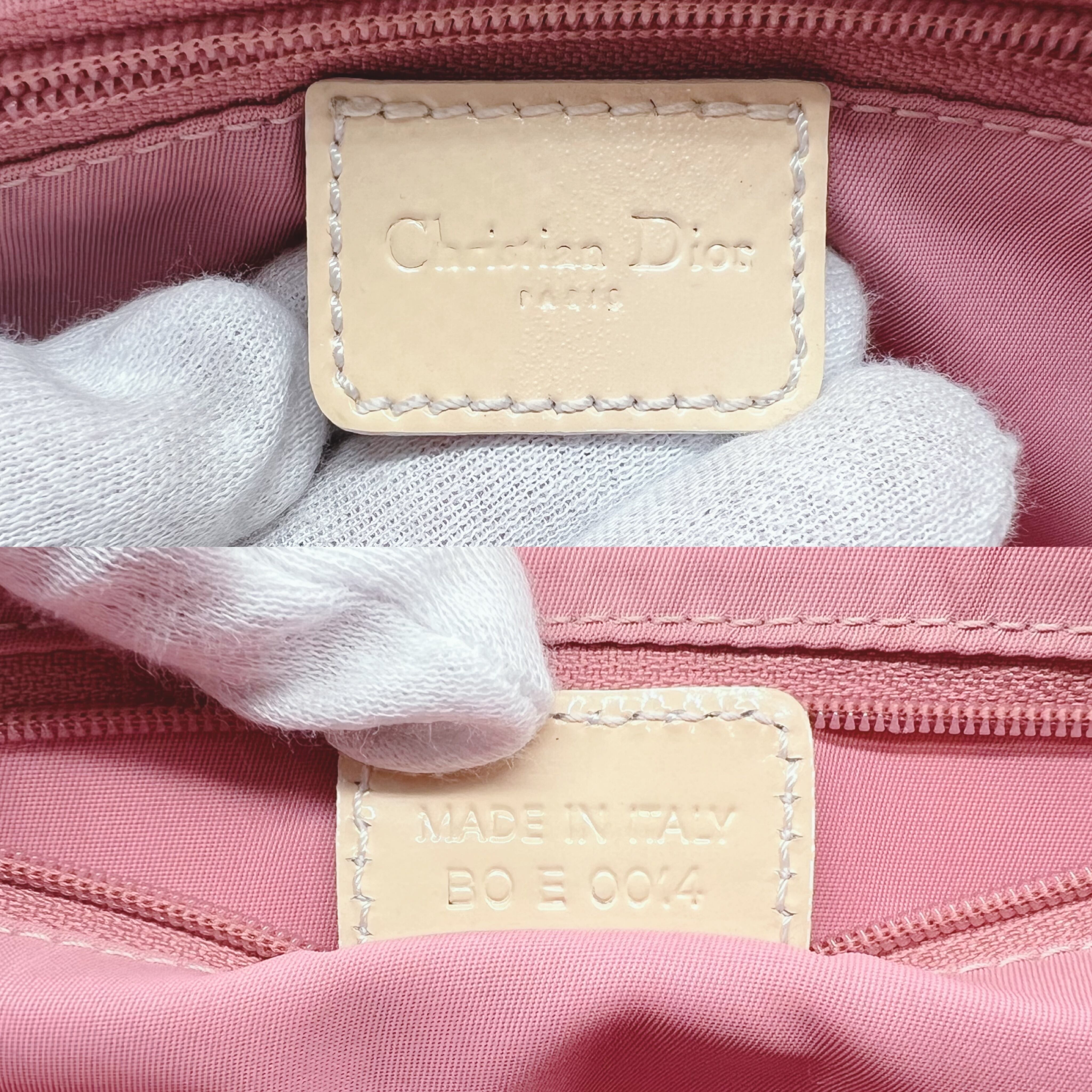 Dior】ディオール トロッター柄 フラワー ハンドバッグ ピンク