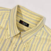 MR.VAN ミスターヴァン ストライプ オックスフォード BD ボタンダウン 長袖シャツ LL/イエロー メンズ/ VAN JAC