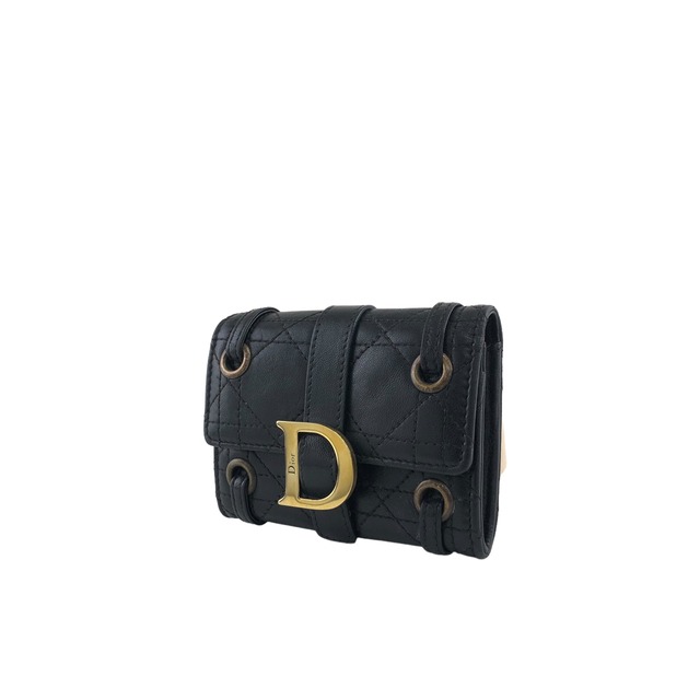 Christian Dior クリスチャン ディオール カナージュ 財布 ブラック Dロゴ レザー 二つ折り vintage ヴィンテージ オールド tyt3y7