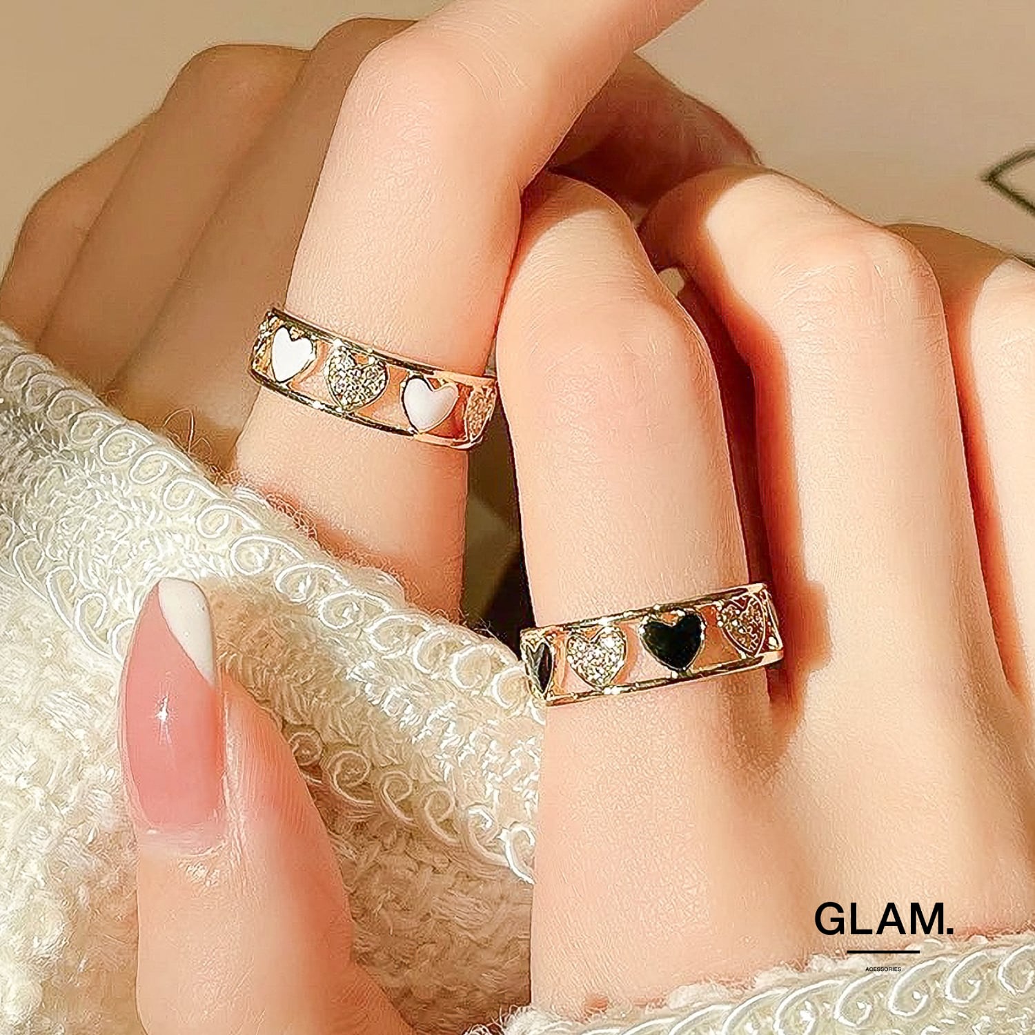 ビンテージ ジルコニア チェーンリング ゴールドコーティング SILVER 