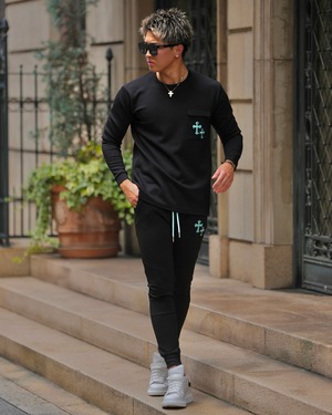 LUXURY CROSS SWEAT PANTS BLUE 【OW25BD009】