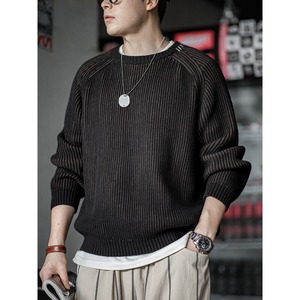 Stripe Raglan-Sleeve Knit Sweater【G0940】