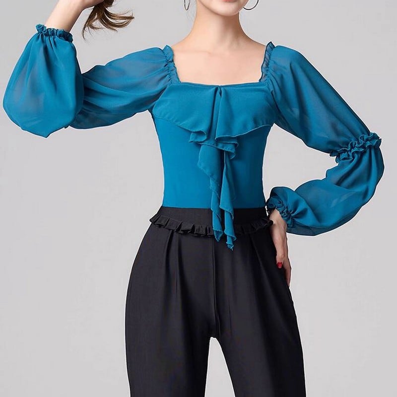 フリルスリーブ・ダンストップス(レオタードタイプ) ds0900