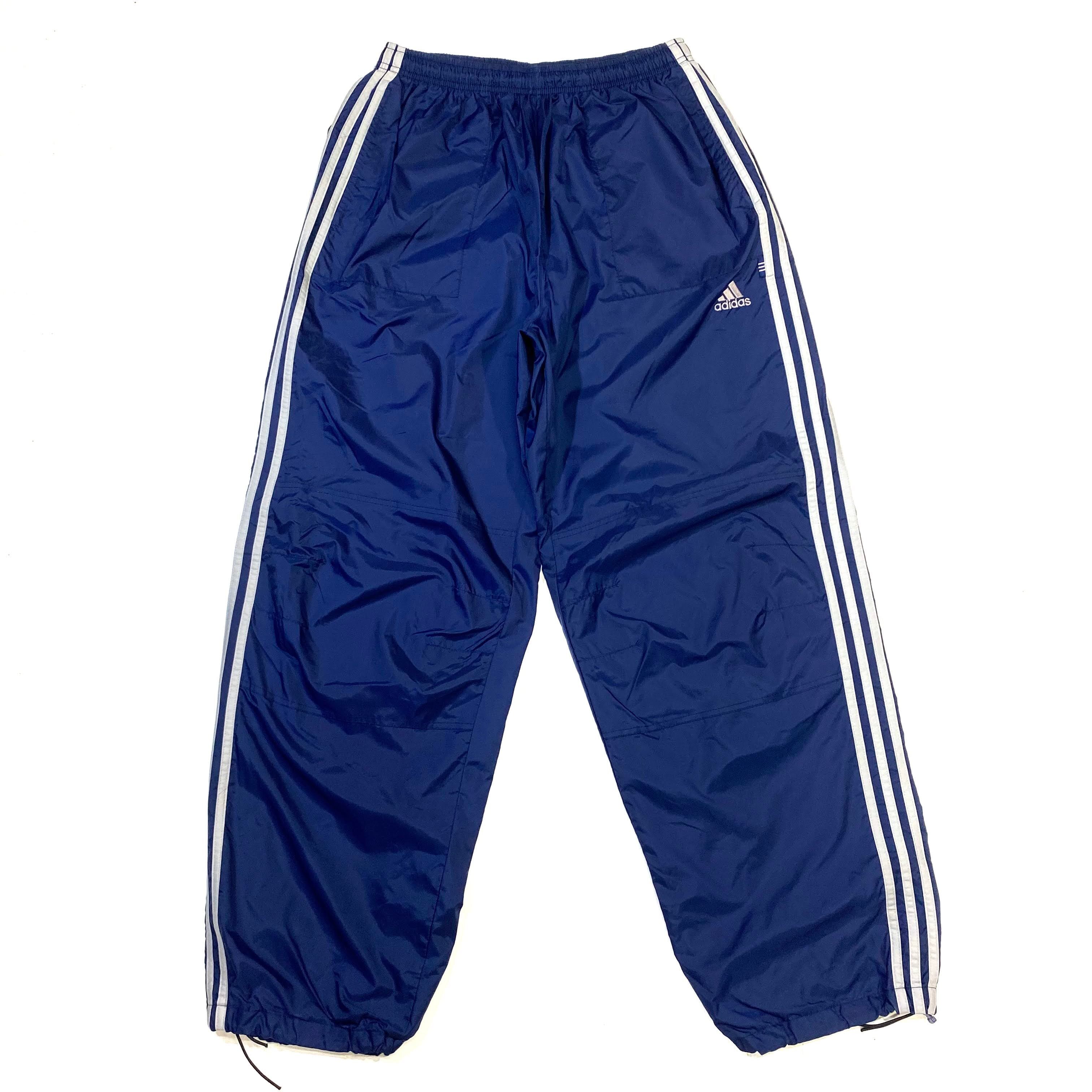 adidas アディダス ナイロンパンツ メンズL ネイビー 紺色 古着 
