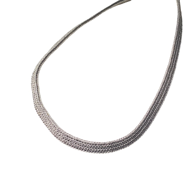 vintage silver three lines herringbone chain necklace