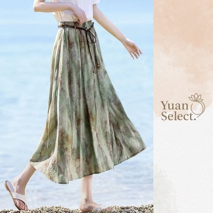 水墨グラデーション　ロングスカート　YS00273
