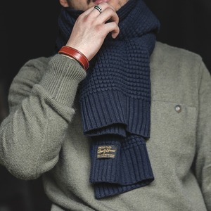 Knitted Square Pattern Scarf / ニット スクエア パターン スカーフ マフラー