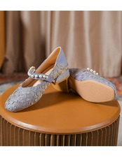 【0292】Ribbon Pearl Lace Pumps Shoes
