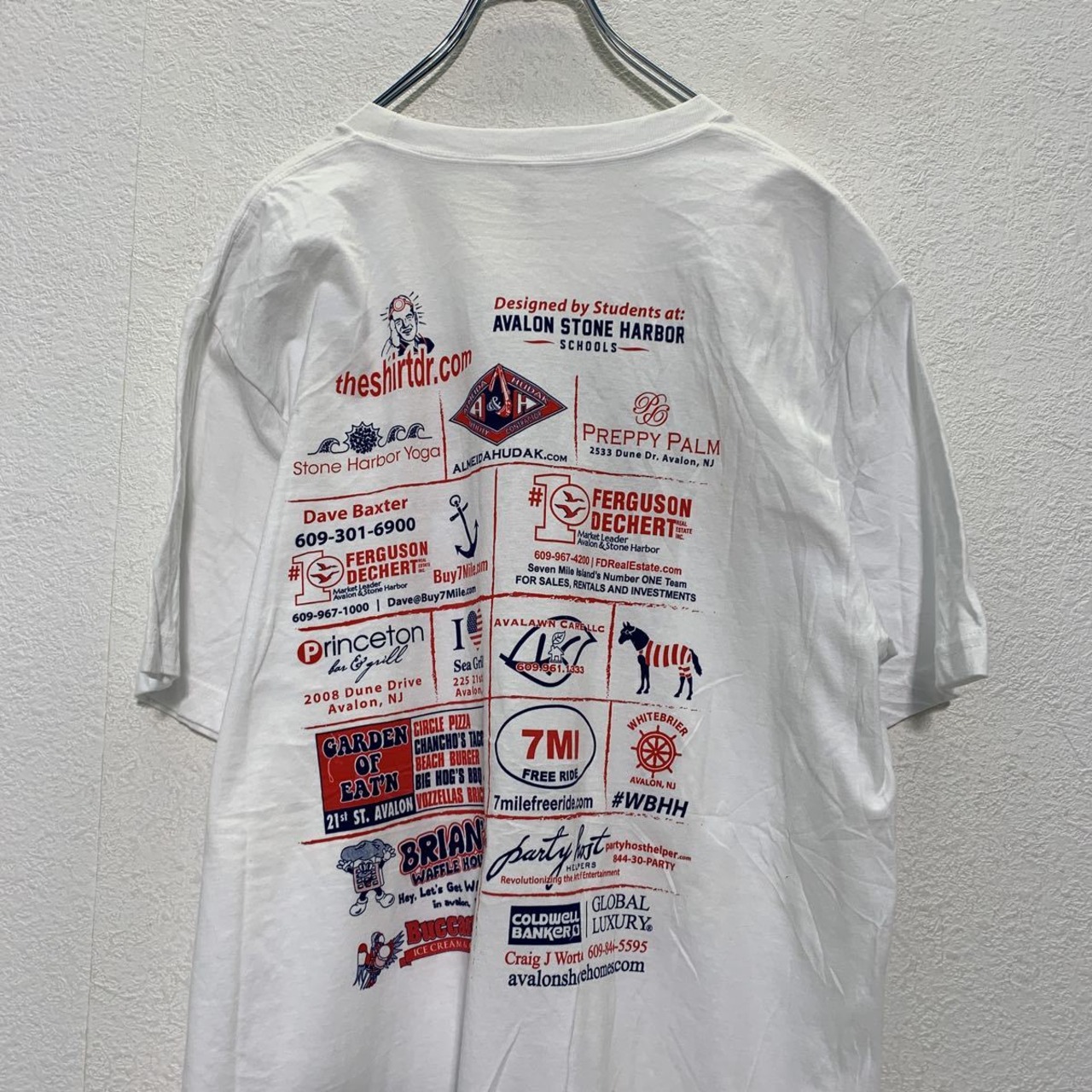 半袖 プリント Tシャツ L ホワイト 白 星条旗 アメリカ バックプリント 