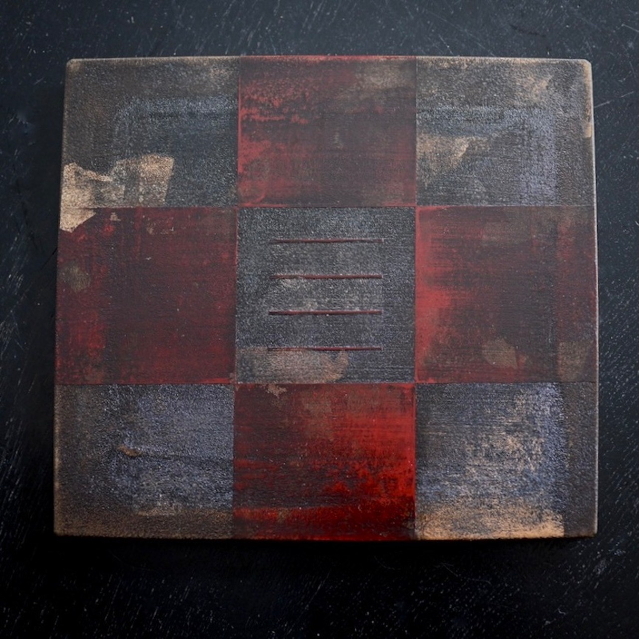 藤野征一郎　市松敷板　S 大柄(赤）【||||】Seiichiro Fujino   Ichimatsu Lacquer Placemat – S (Large Motif, Red)［2104150000120］