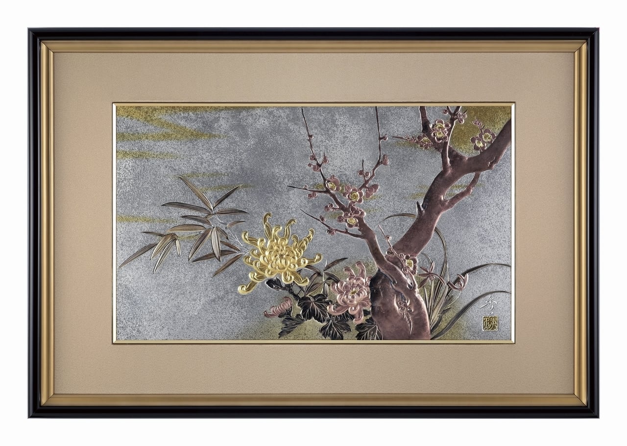 赤富士 特大 池田満寿夫画 彫金額 | 株式会社竹中銅器