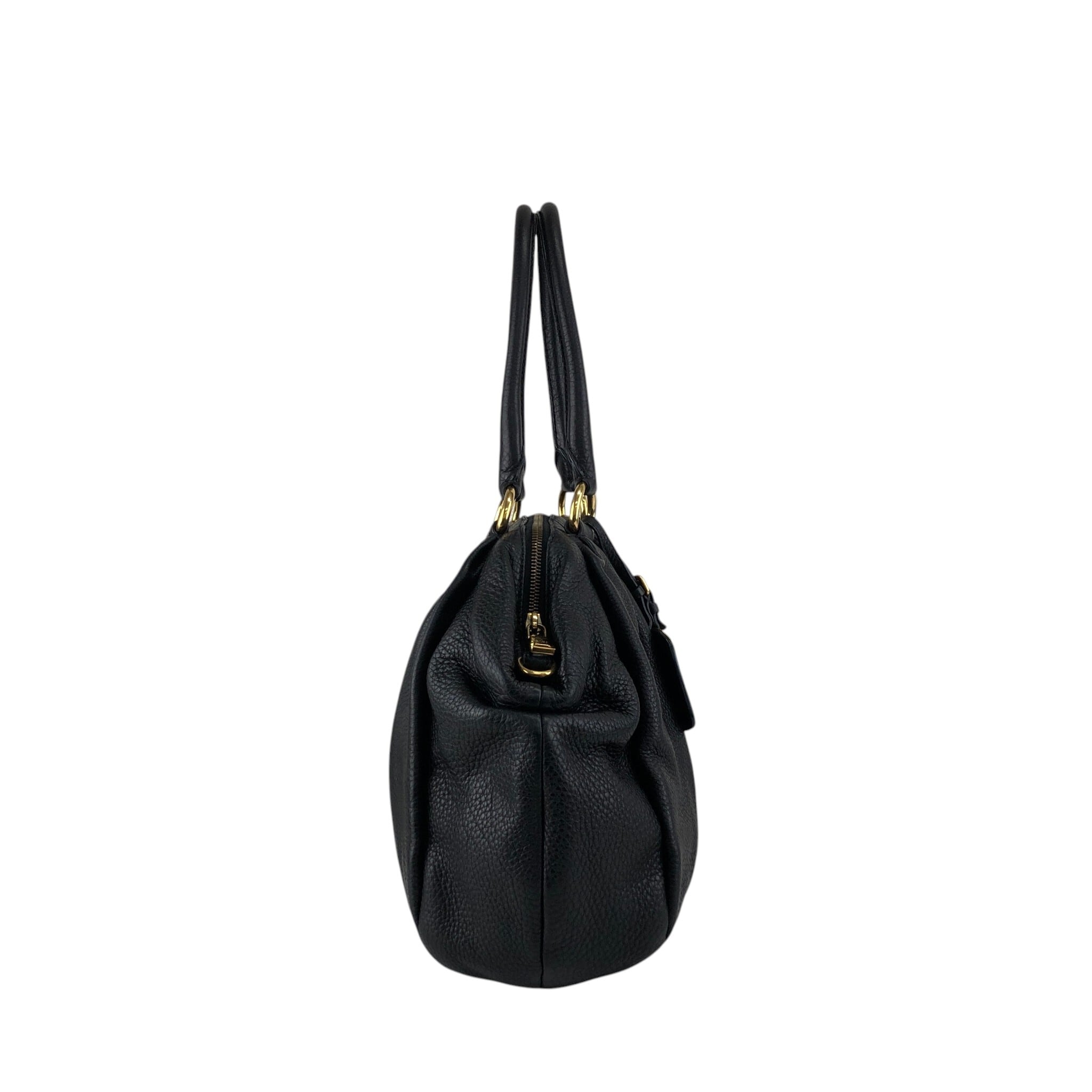 PRADA プラダ トートバッグ ブラック ロゴ レザー ラウンド vintage
