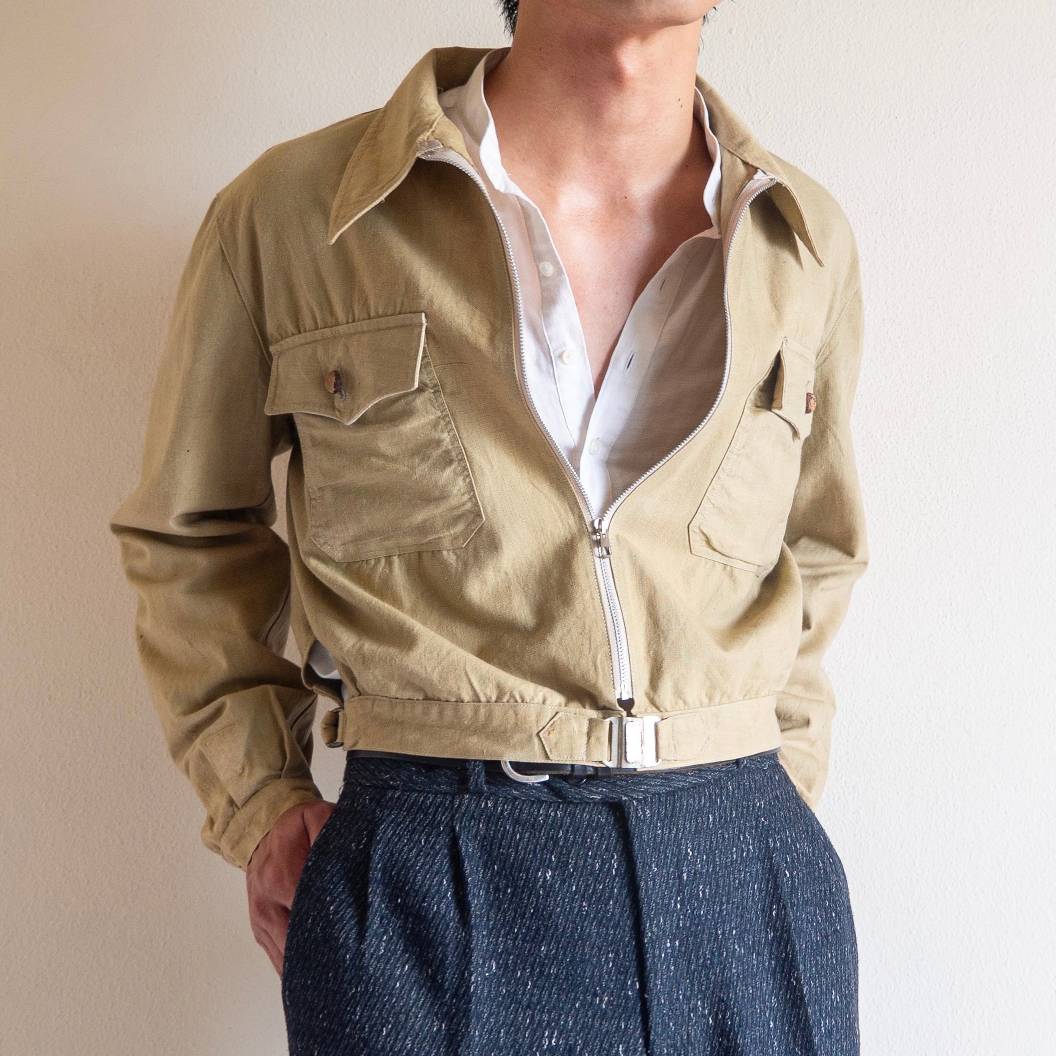 1930s French Cotton Cyclist Jacket