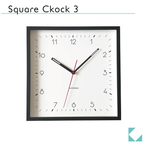KATOMOKU Square clock 3 ブラック km-114BL 掛け時計