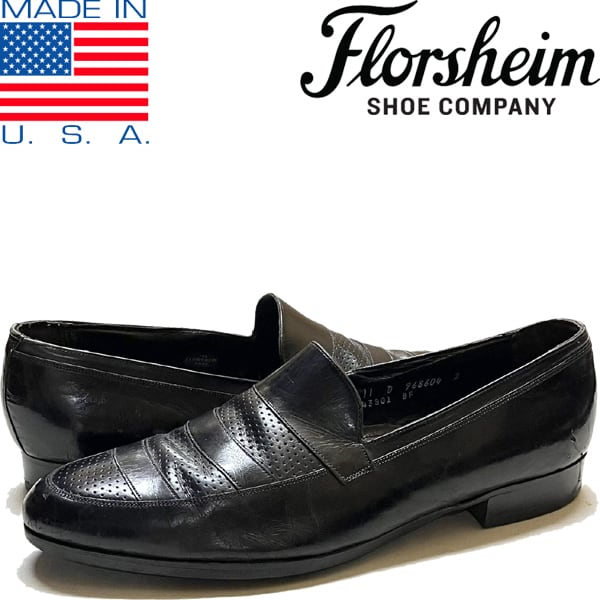90’s フローシャイム ペニーローファー MADE IN USA 1点物◇ビンテージ90sフローシャイム革靴レザーシューズ黒ローファー