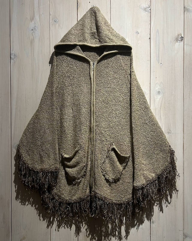 【a.k.a.C.a.k.a vintage】Fringe Decoration Vintage Loose Zip Up Knit Hoodie
