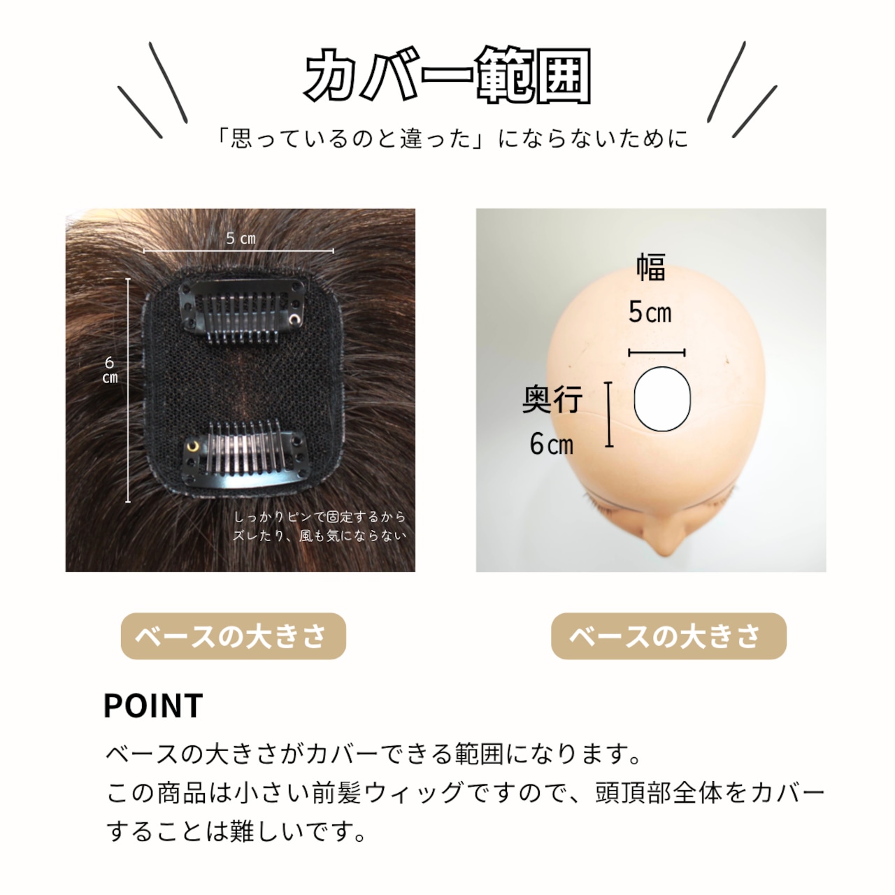 【医療用ウィッグ】 人毛100%シースルー前髪ウィッグ〈1.5倍増量タイプ〉 |フル卒 部分ウィッグ 美容師仕上げの自然な前髪カバー【5×6cm】
