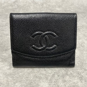 CHANEL シャネル 二つ折り財布 キャビアスキン ブラック 6542-202204