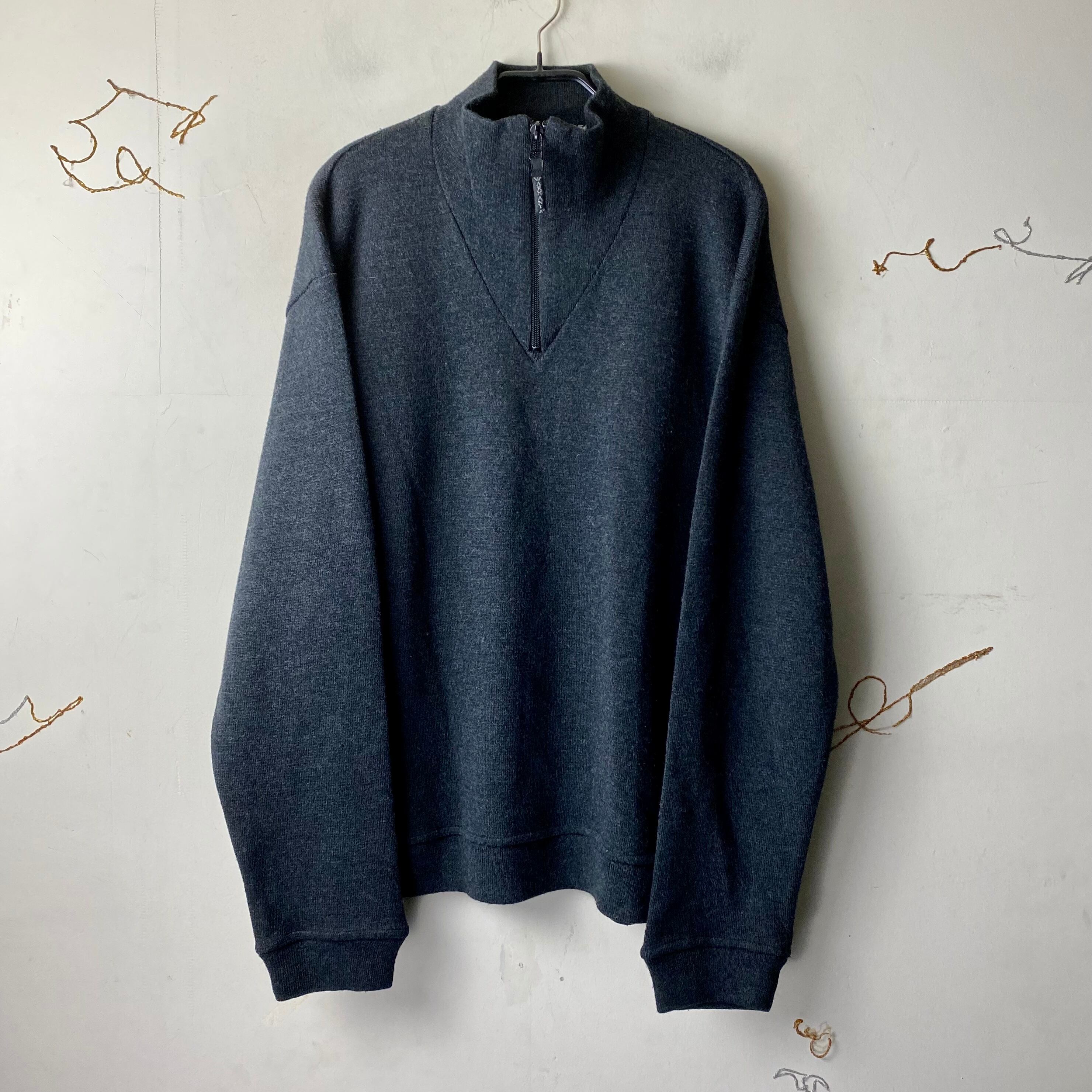 vintage ARMANI JEANS half zip rib knit sweater | NOIR ONLINE
