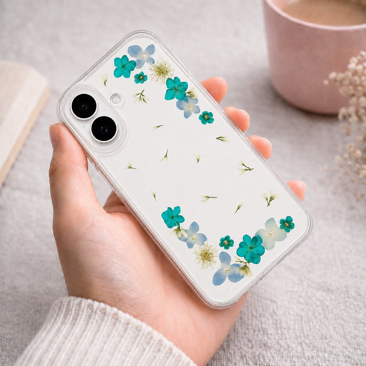 ほぼ全機種対応スマホケース】押し花スマホケース NO.520 2color