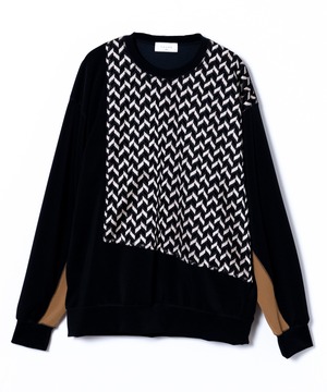 HERRINGBONE COMBI SWEATSHIRT（BLK）