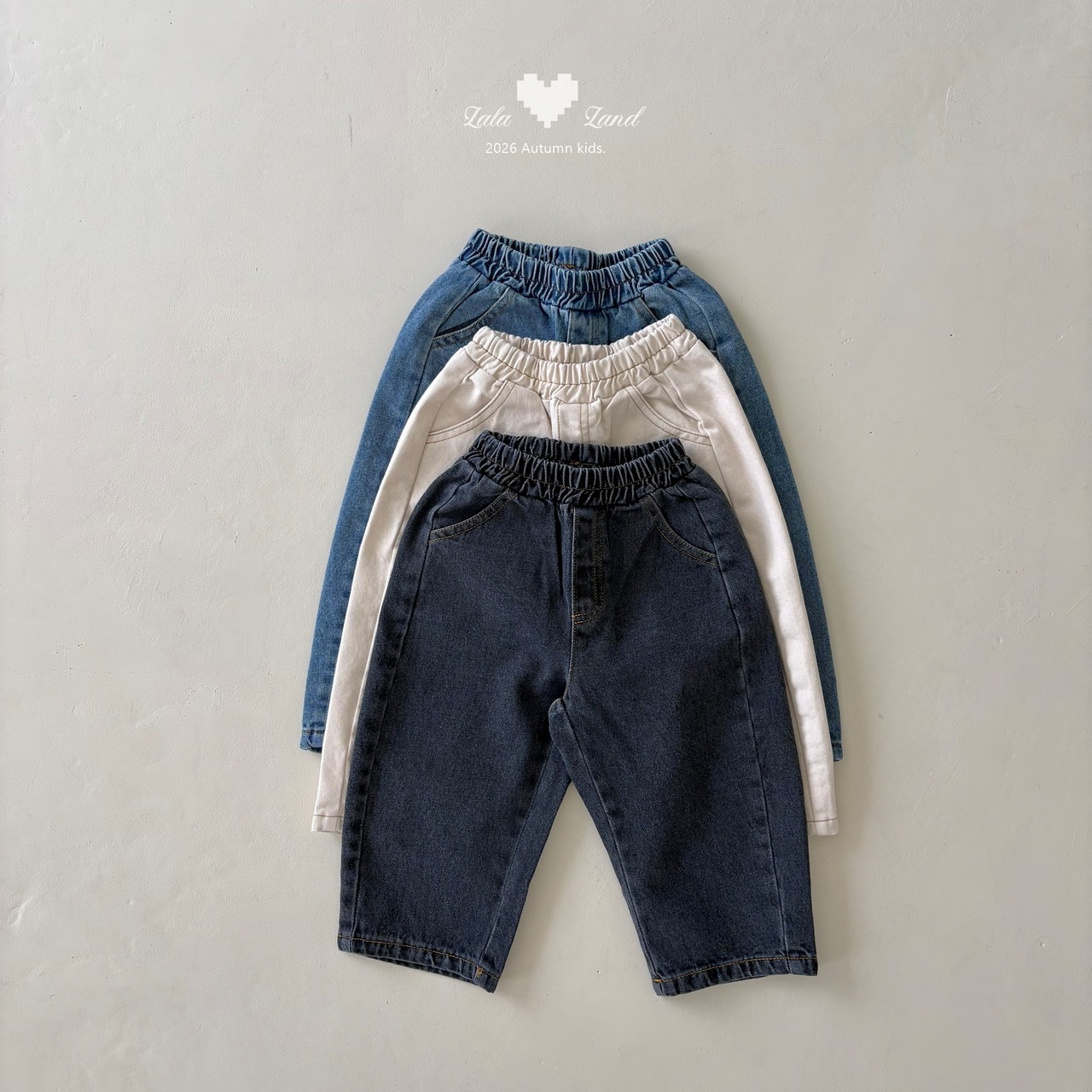 韓国子供服 / LALALAND / 26Autumn / ワイド カーブ デニム / 秋服 / キッズ *XS~XL*