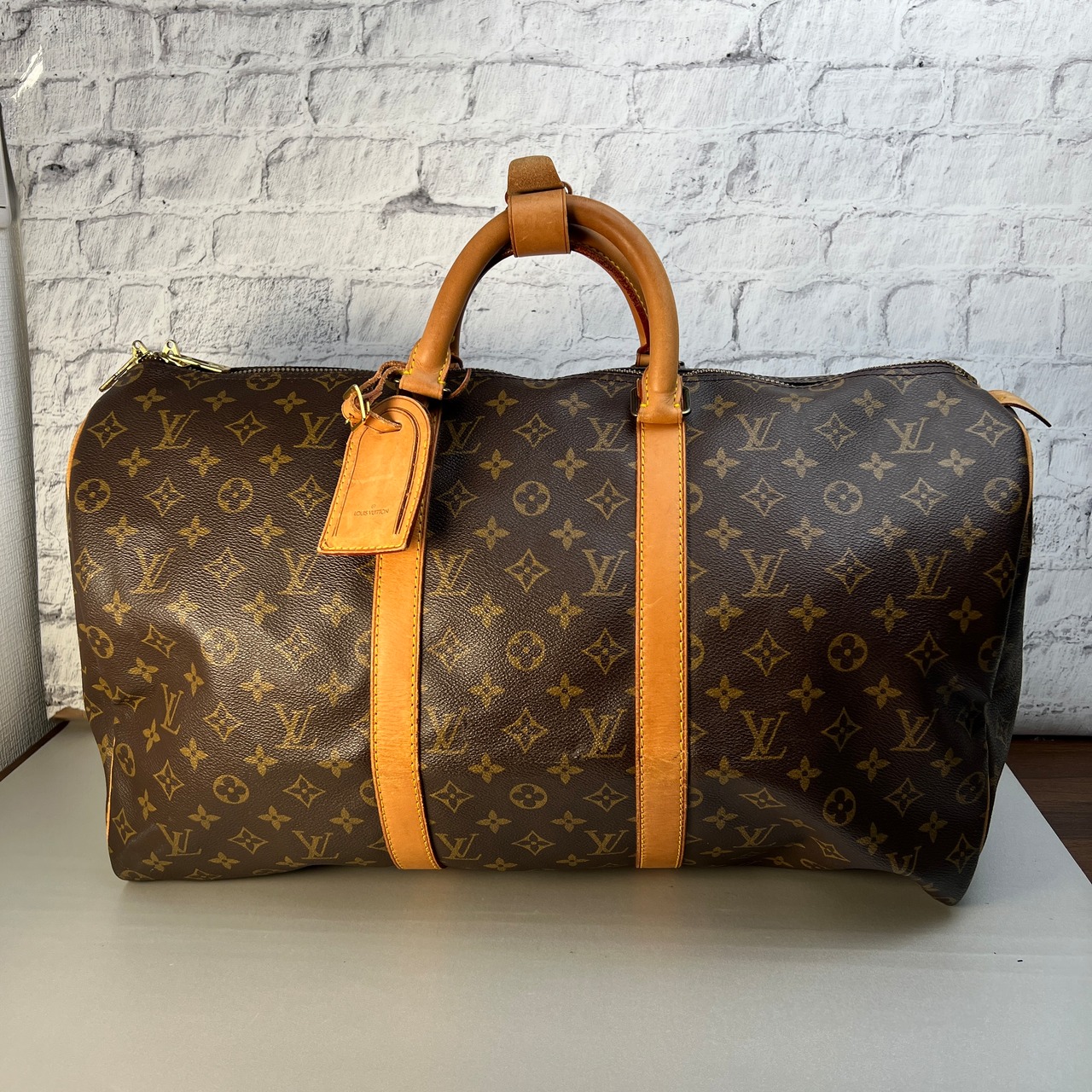 LOUIS VUITTON ルイヴィトン  M41422 キーポル50 レザー ボストンバッグ ブラウン A-10498
