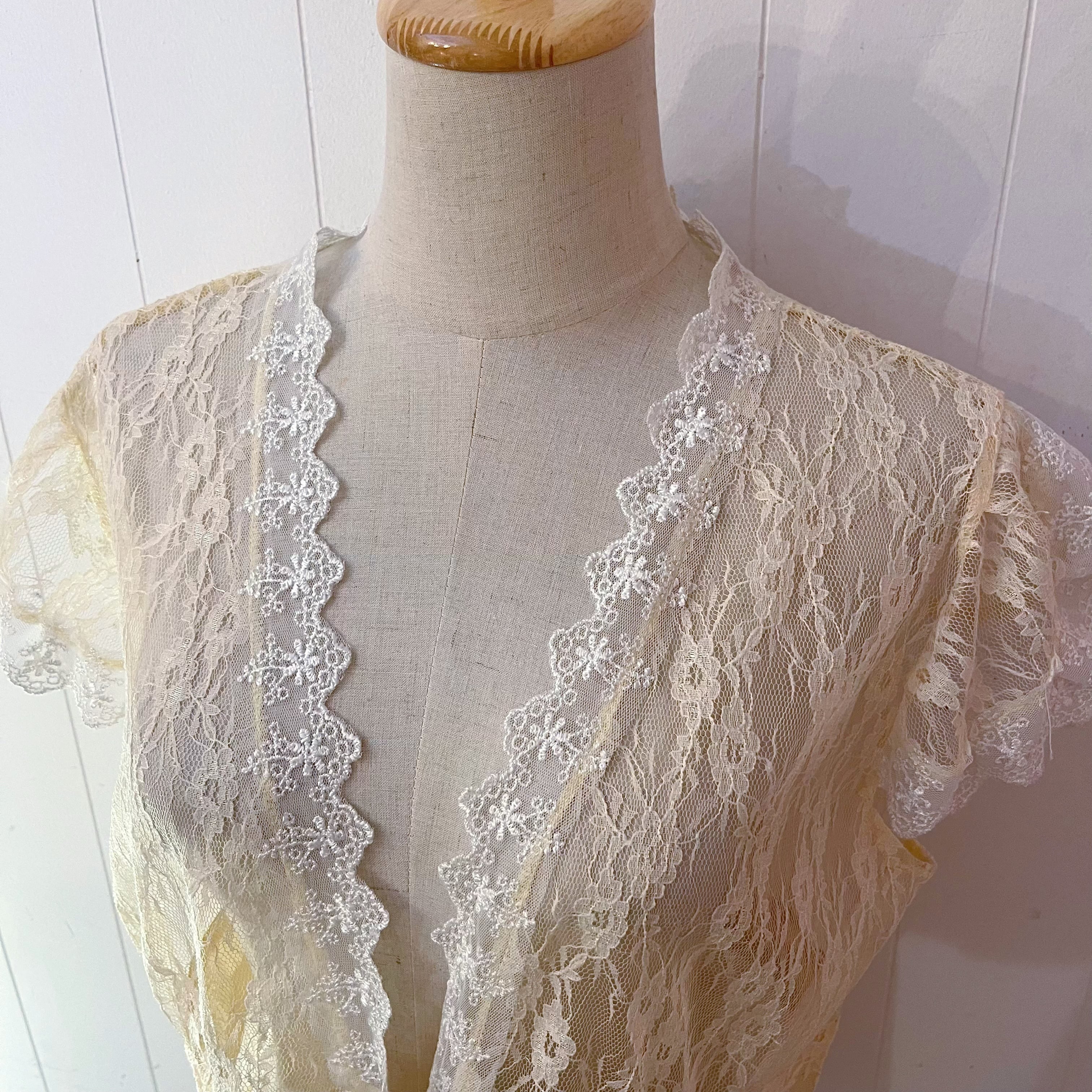 yellow lace frill blouse