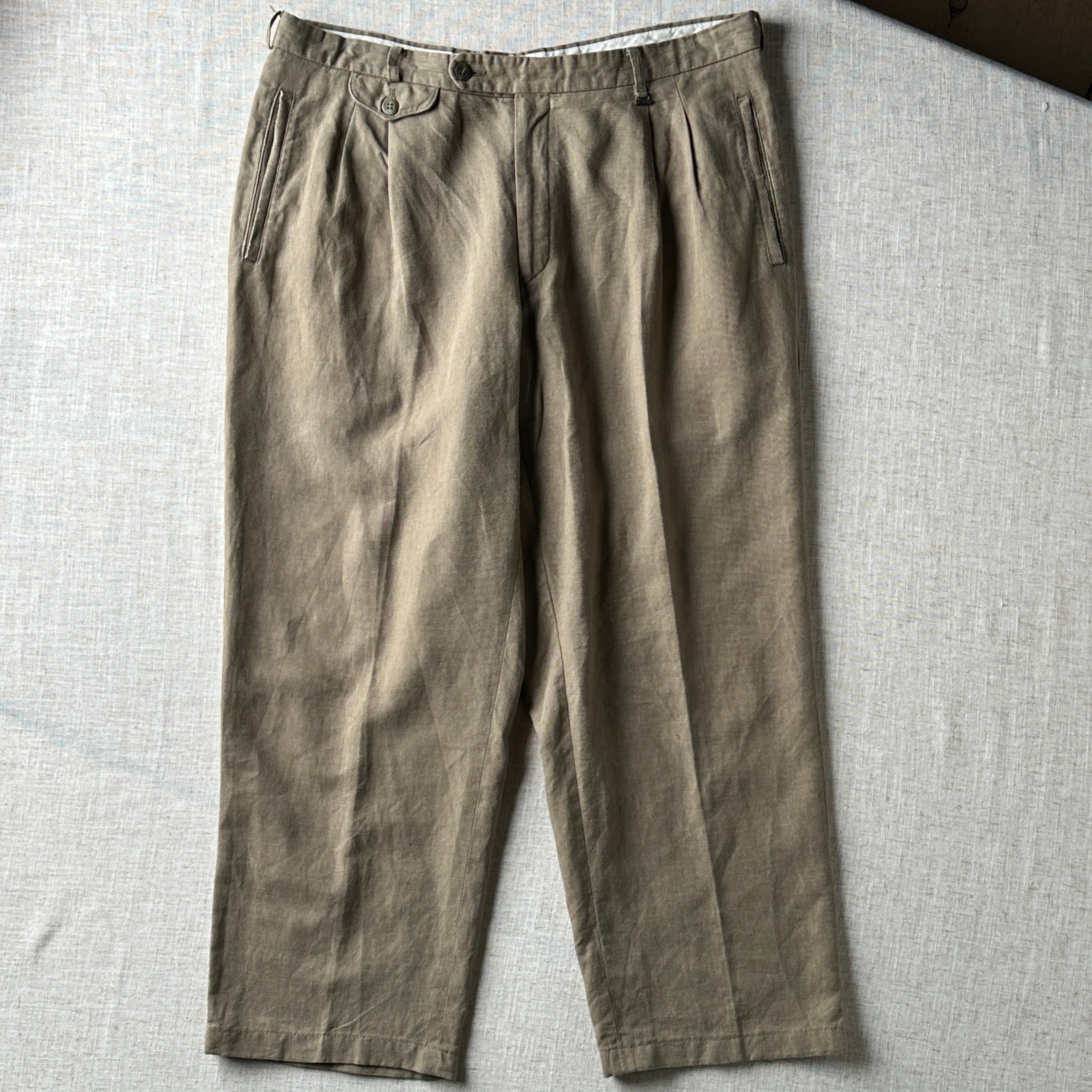 90's Westbury Linen Cotton Two-Tuck Slacks W35