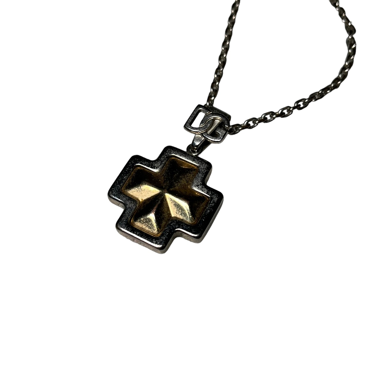 DOLCE&GABBANA bicolor metal cross pendant necklace