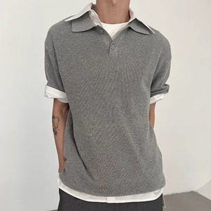 シンプルモードニットポロシャツ　0774