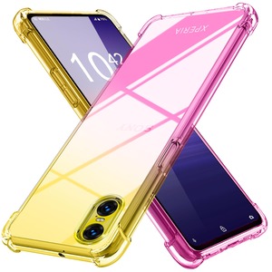 【在庫のみ】Xperia 10 VI 用 ケース クリア SO-52E SOG14 XQ-ES44 用 ケース 薄型 グラデーション色 ケース 軽量 tpu 耐衝撃 スマホケース 透明 米軍MIL規格取得 おしゃれ 黄変防止防塵一体型 人気 エクスペリア 10VI 用 携帯カバー ゴールド/ピンク MD-SXJB-58-04