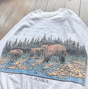 90s〝 ALASKA 〟Animal All Over Print Sweat Hanes Body  〈 Made in USA 〉 size  X-LARGE