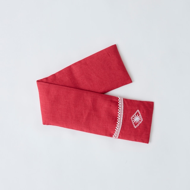 リネンハーブショルダーピロー〈レース／レッド〉