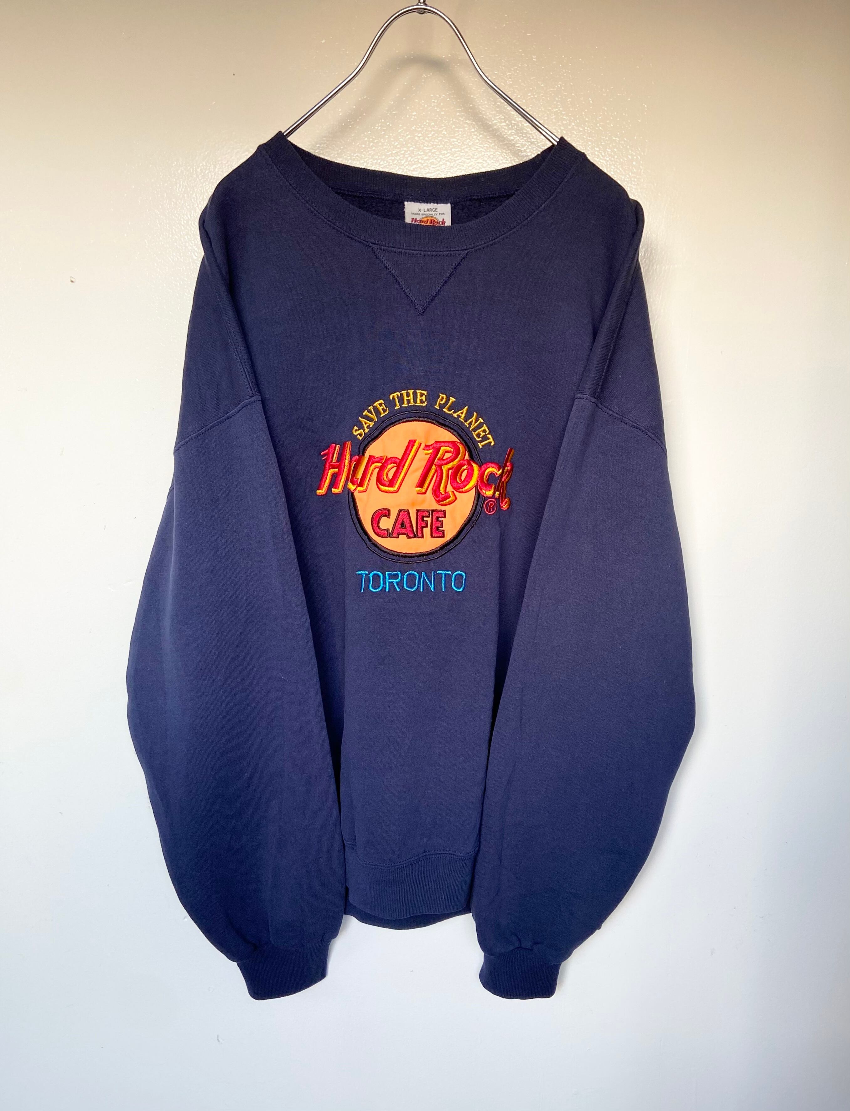 Hard Rock Cafe/ハードロックカフェ スウェット トレーナー 紺 ネイビー トロント 刺繍オレンジ オーバーサイズ　 | 【古着  らくふる】ビンテージ&リメイク専門のオンライン古着SHOP powered by BASE