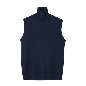 シルクウールカシミヤタートルネックノースリーブニット