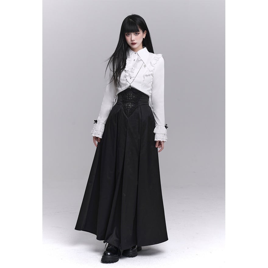 大人ゴシック コルセットロングスカート 修道女風×ハイウエスト｜WithU