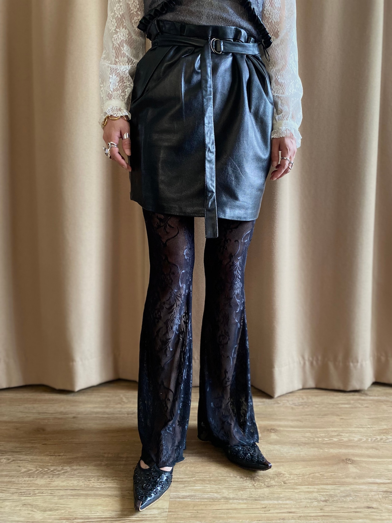 MADE IN BULGARIA lamb leather mini skirt-4213-6