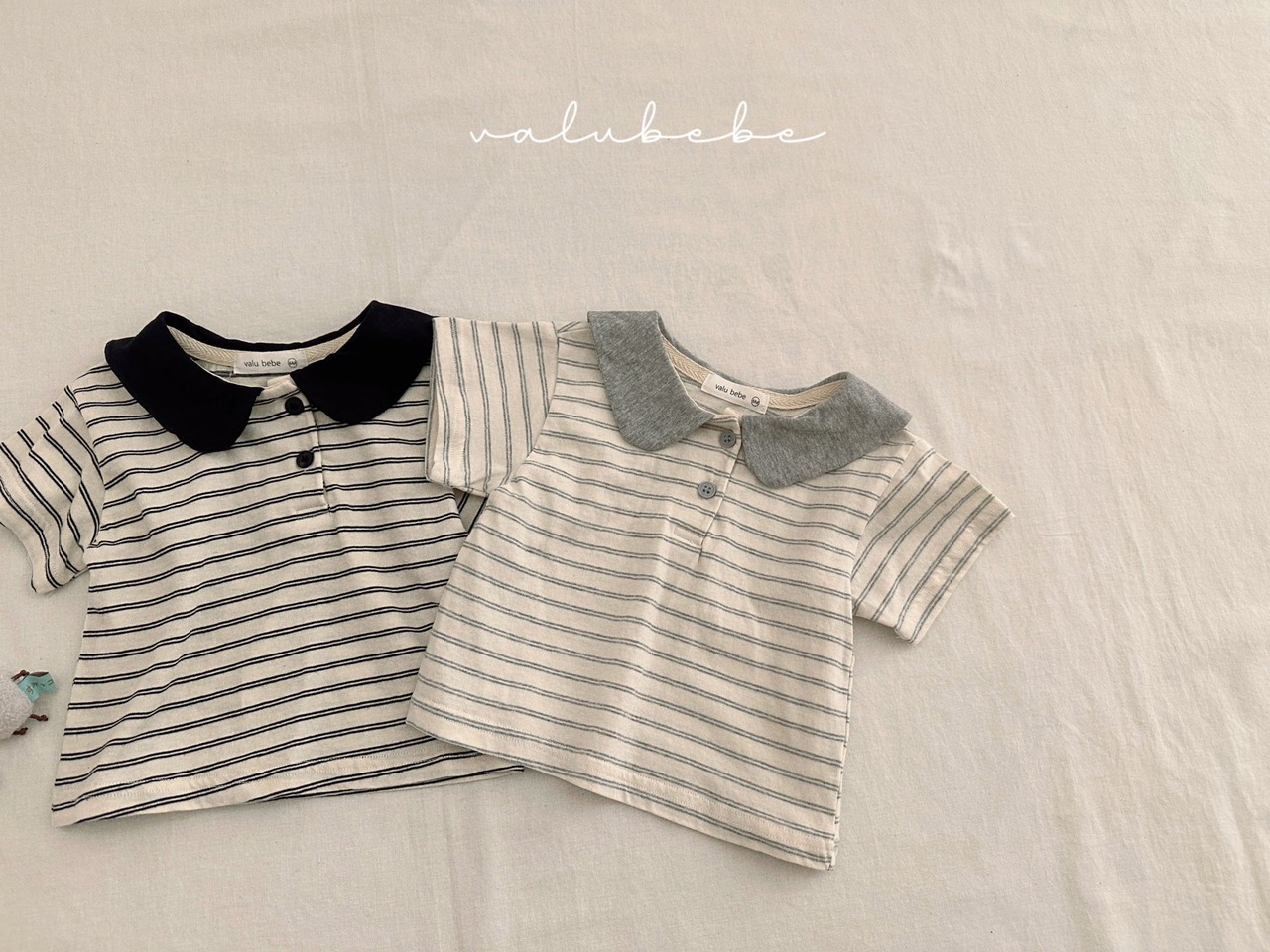 【valu bebe】ラウンドカラーボーダーカットソー ブラック 70〜110cm - 5