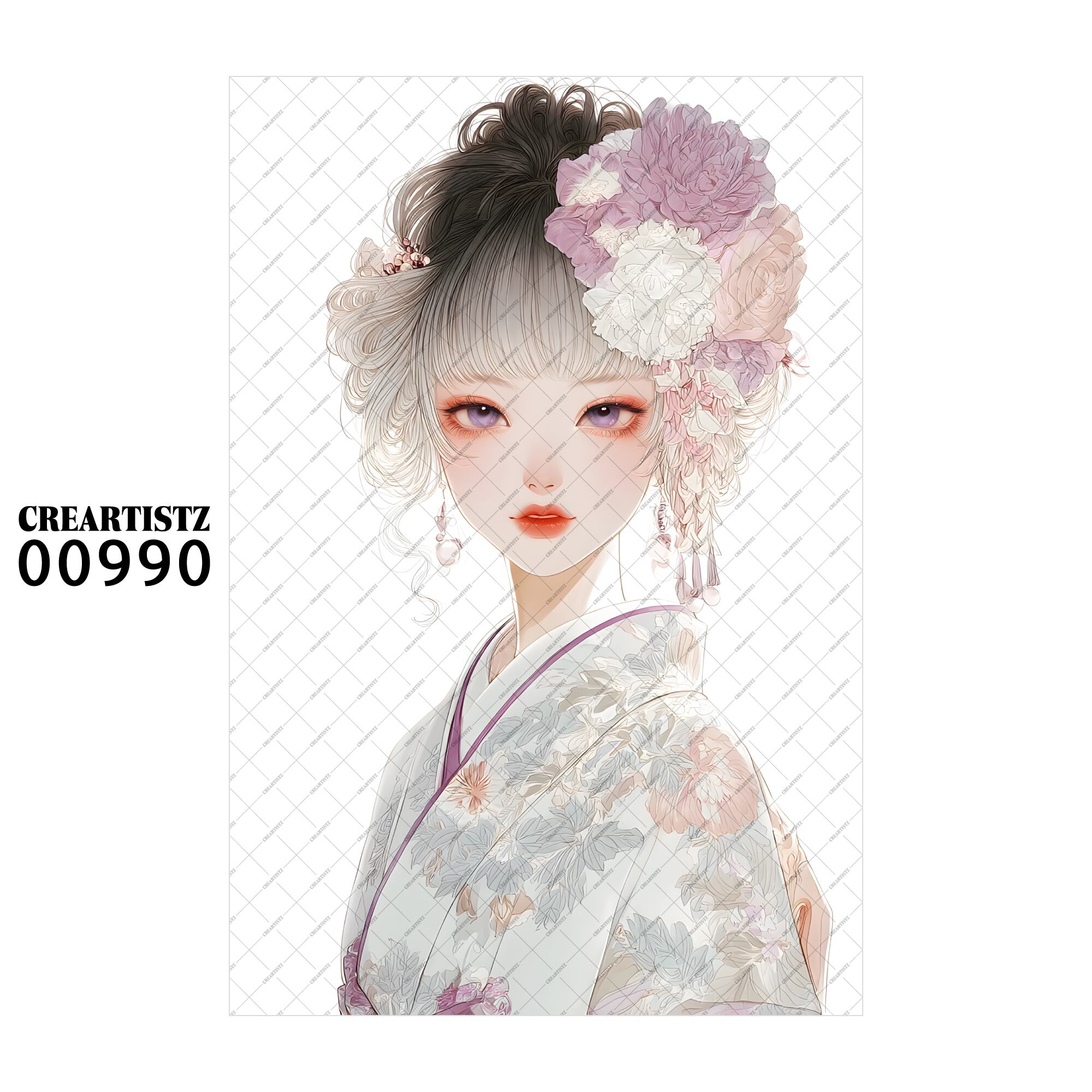00990 ガール キュート オリジナル ペーパー/ステッカー 4枚セット CREARTISTZ