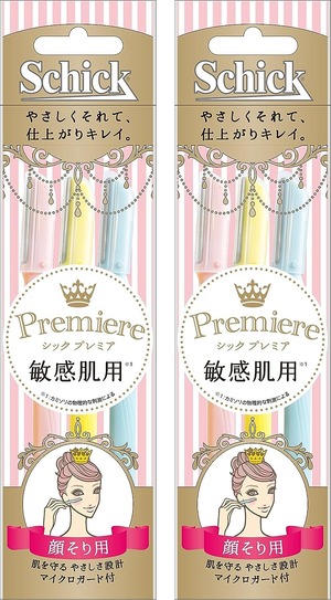 【在庫処分】Schick(シック) プレミア 敏感肌用 Lディスポ 顔そり用 マイクロガード付 使い捨て 女性用 カミソリ フェイス メイク Lディスポ(3本入×2個パック)