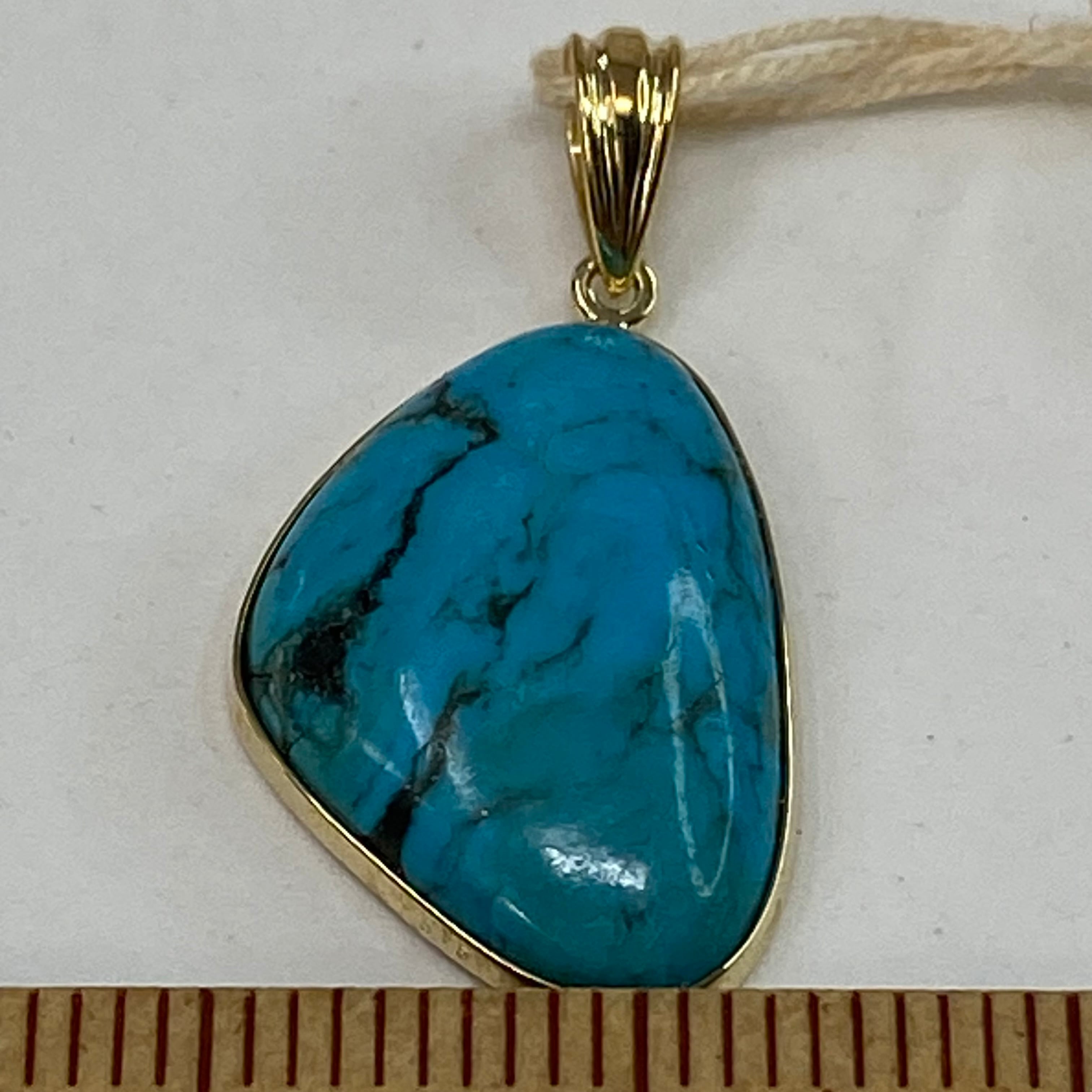 k18YG AU750 18金 天然 アリゾナ産トルコ石（ターコイズ）ペンダント